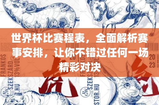 世界杯比赛程表，全面解析赛事安排，让你不错过任何一场精彩对决