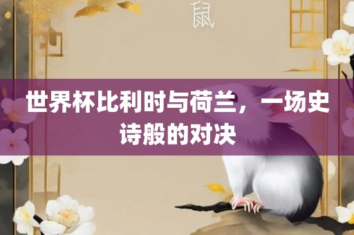 世界杯比利时与荷兰，一场史诗般的对决