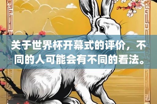 关于世界杯开幕式的评价，不同的人可能会有不同的看法。