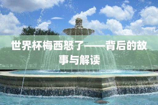 世界杯梅西怒了——背后的故事与解读眉山市正发家政服务有限公司