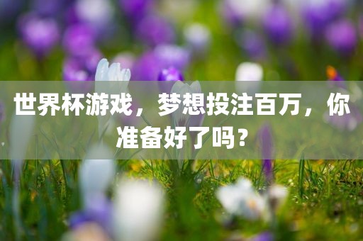 世界杯游戏，梦想投注百万，你准备好了吗？眉山市正发家政服务有限公司