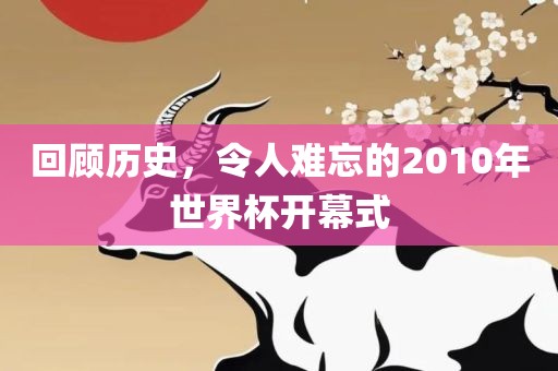 回顾历史，令人难忘的2010年世界杯开幕式