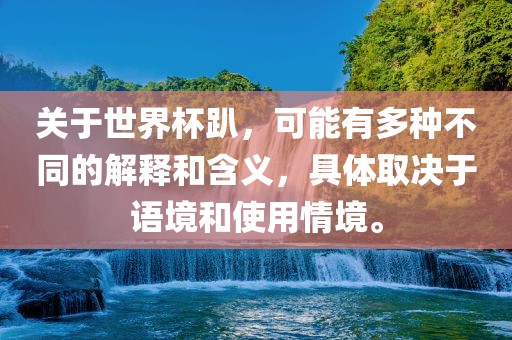 关于世界杯趴，可能有多种不同的解释和含义，具体取决于语境和使用情境。