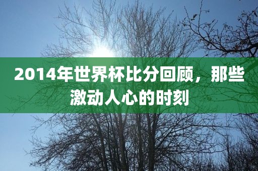 2014年世界杯比分回顾，那些激动人心的时刻