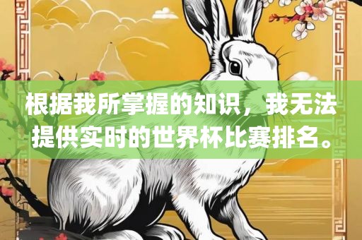 根据我所掌握的知识，我无法提供实时的世界杯比赛排名。