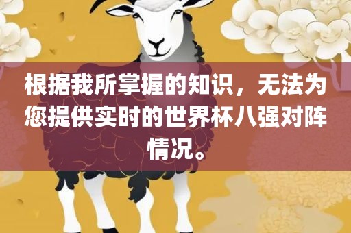 根据我所掌握的知识，无法为您提供实时的世界杯八强对阵情况。