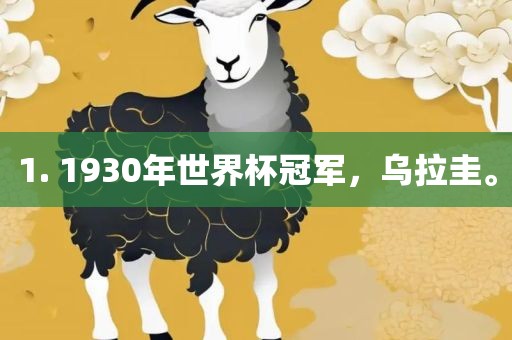 1. 1930年世界杯冠军，乌拉圭。