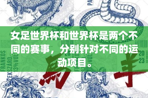 女足世界杯和世界杯是两个不同的赛事，分别针对不同的运动项目。眉山市正发家政服务有限公司