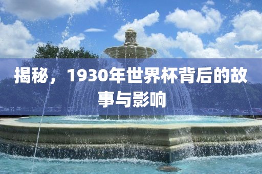 揭秘，1930年世界杯背后的故事与影响眉山市正发家政服务有限公司