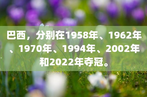 巴西，分别在1958年、1962年、1970年、1994年、2002年和2022年夺冠。