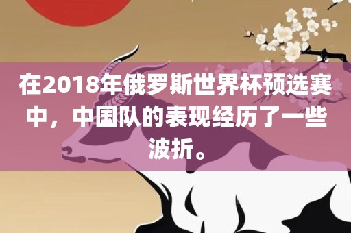 在2018年俄罗斯世界杯预选赛中，中国队的表现经历了一些波折。眉山市正发家政服务有限公司