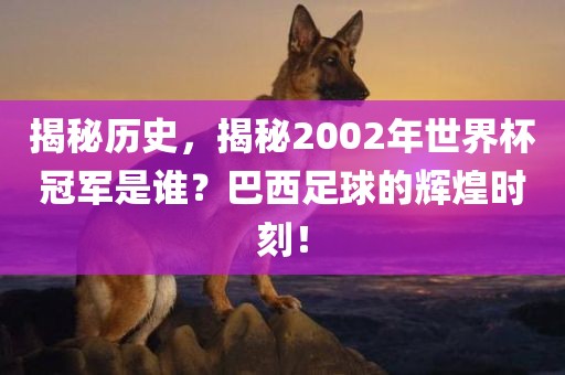 揭秘历史，揭秘2002年世界杯冠军是谁？巴西足球的辉煌时刻！