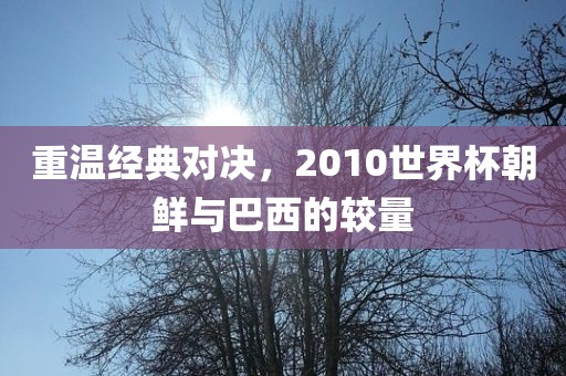 重温经典对决，2010世界杯朝鲜与巴西的较量眉山市正发家政服务有限公司