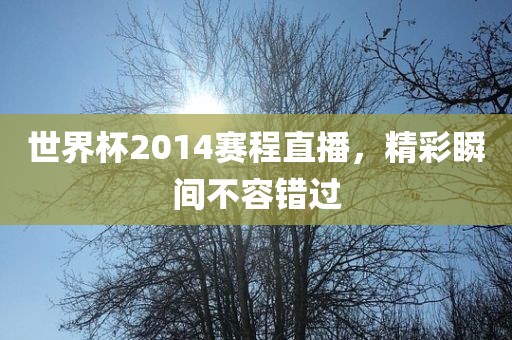 世界杯2014赛程直播，精彩瞬间不容错过眉山市正发家政服务有限公司