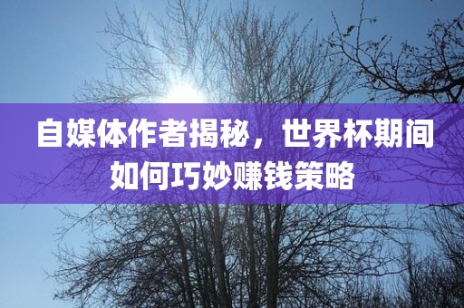 自媒体作者揭秘，世界杯期间如何巧妙赚钱策略