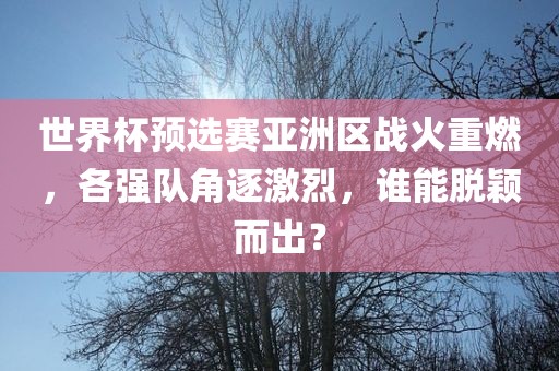 世界杯预选赛亚洲区战火重燃，各强队角逐激烈，谁能脱颖而出？
