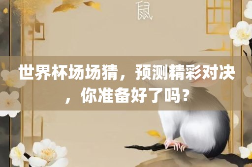 世界杯场场猜，预测精彩对决，你准备好了吗？