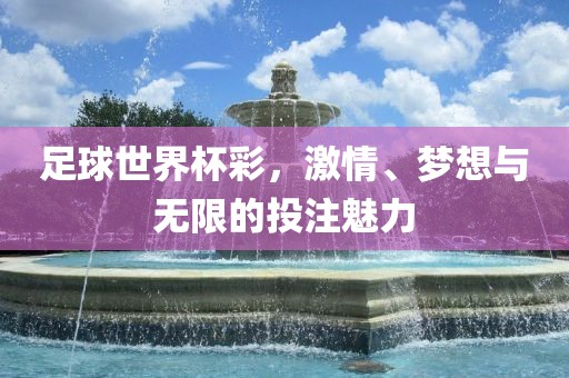 足球世界杯彩，激情、梦想与无限的投注魅力眉山市正发家政服务有限公司