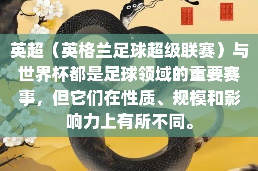 英超（英格兰足球超级联赛）与世界杯都是足球领域的重要赛事，但它们在性质、规模和影响力上有所不同。